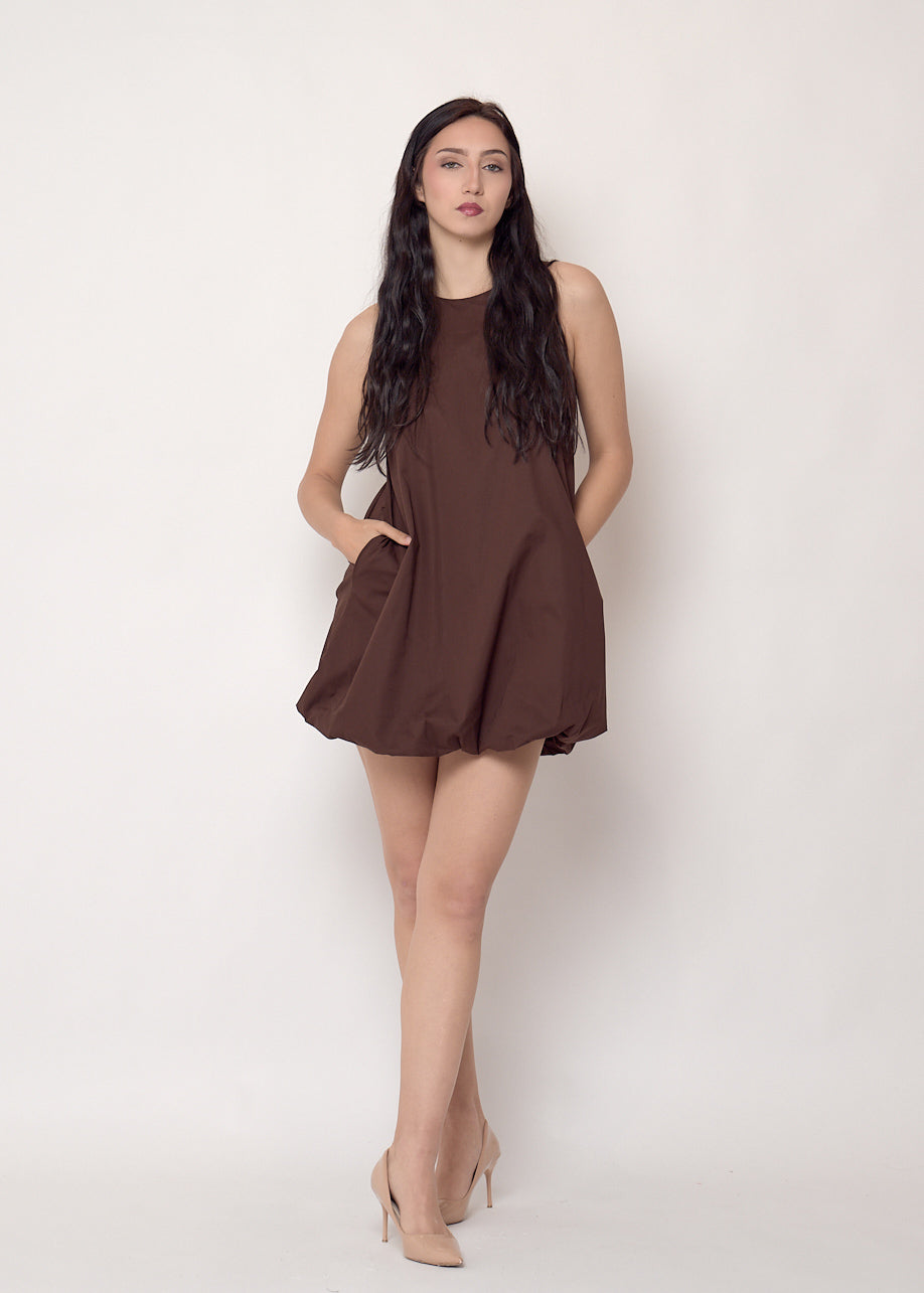 Vestido Globo Marrón