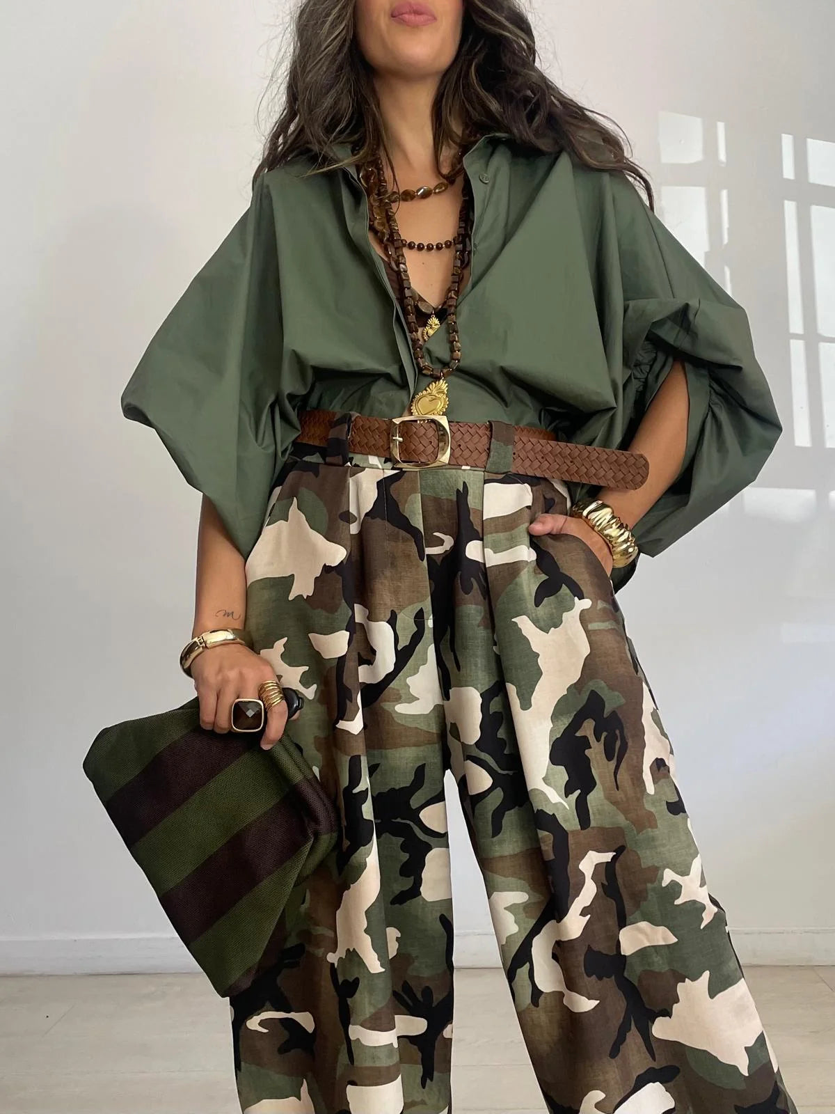 Camisa oversize verde