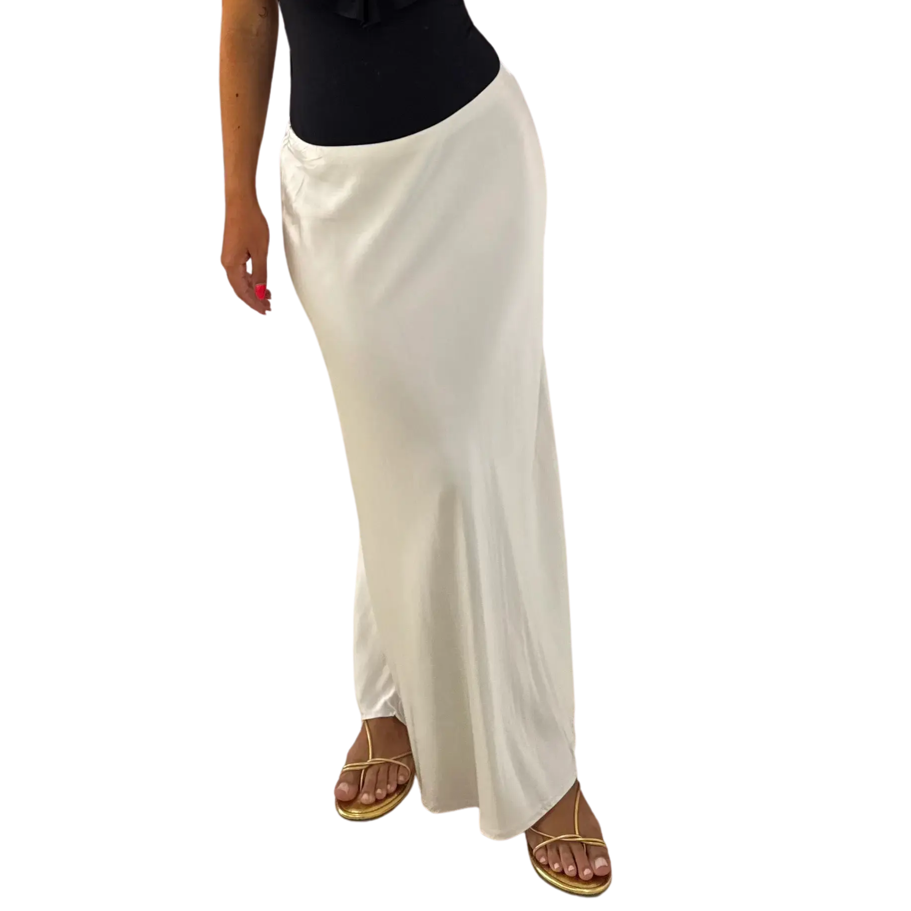 Falda Satinada Blanco perla