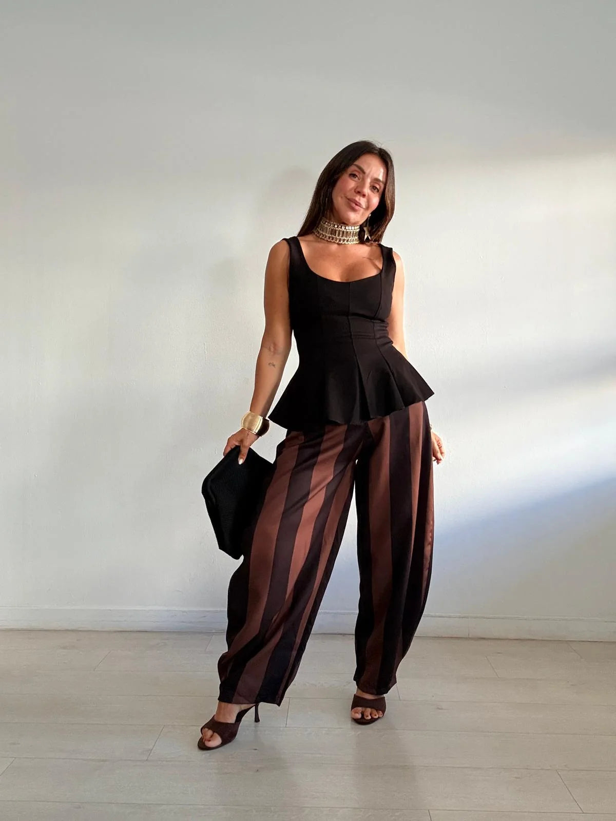 Pantalón Rayas Marrón y Negro