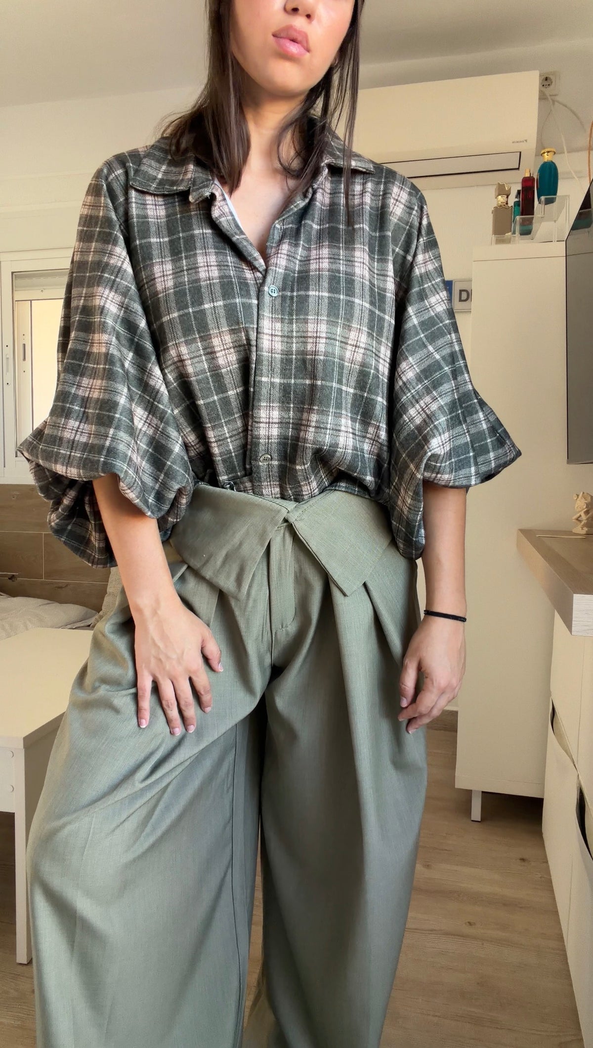 Camisa Oversize Cuadros Verde