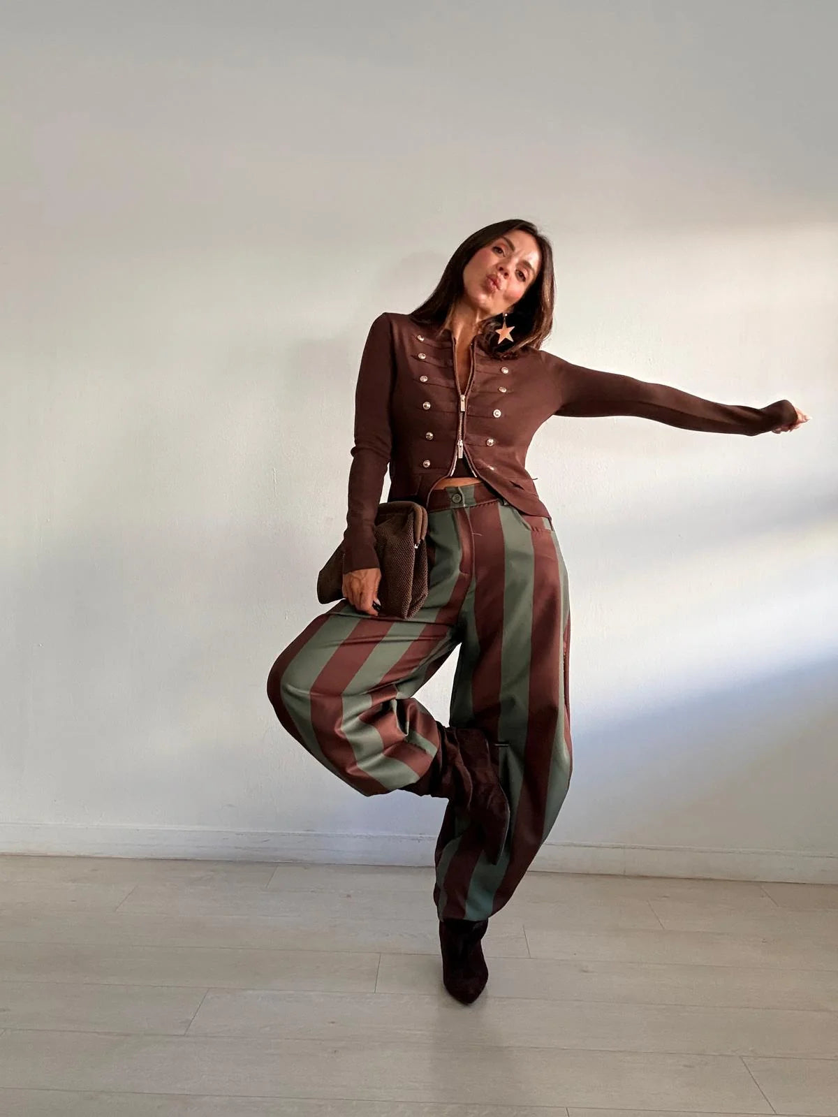 Pantalón Rayas Marrón y Verde