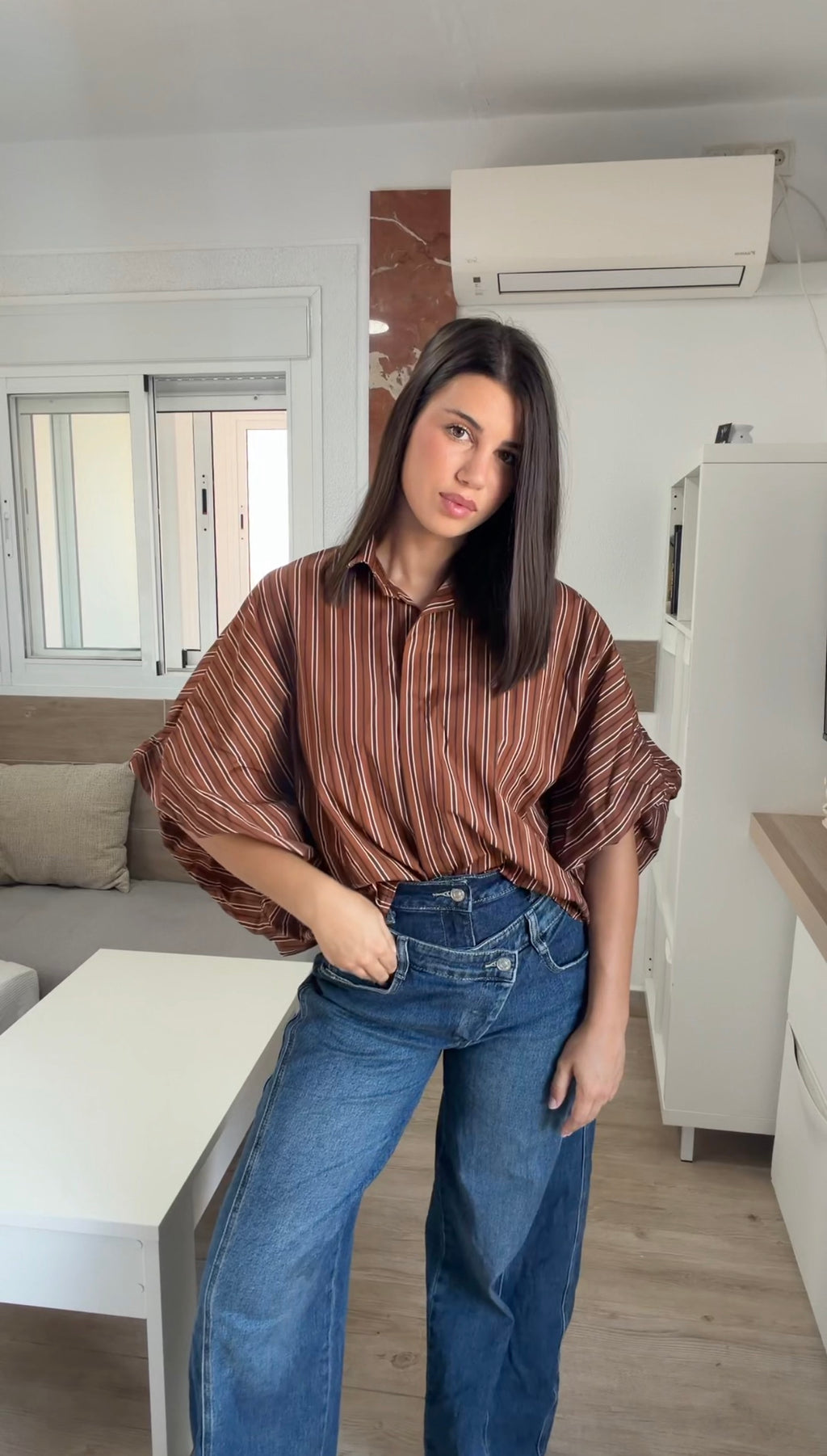 Camisa oversize rayas teja