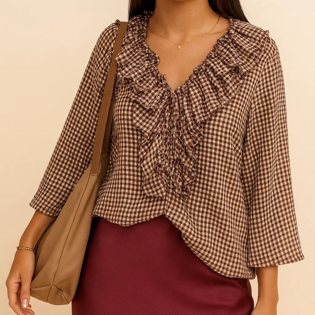 Blusa volantes burdeos