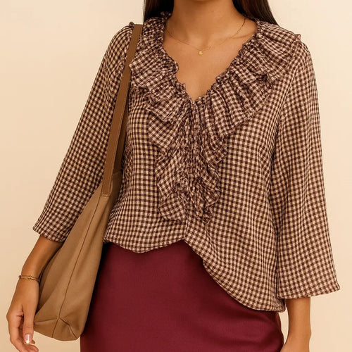 Blusa volantes burdeos