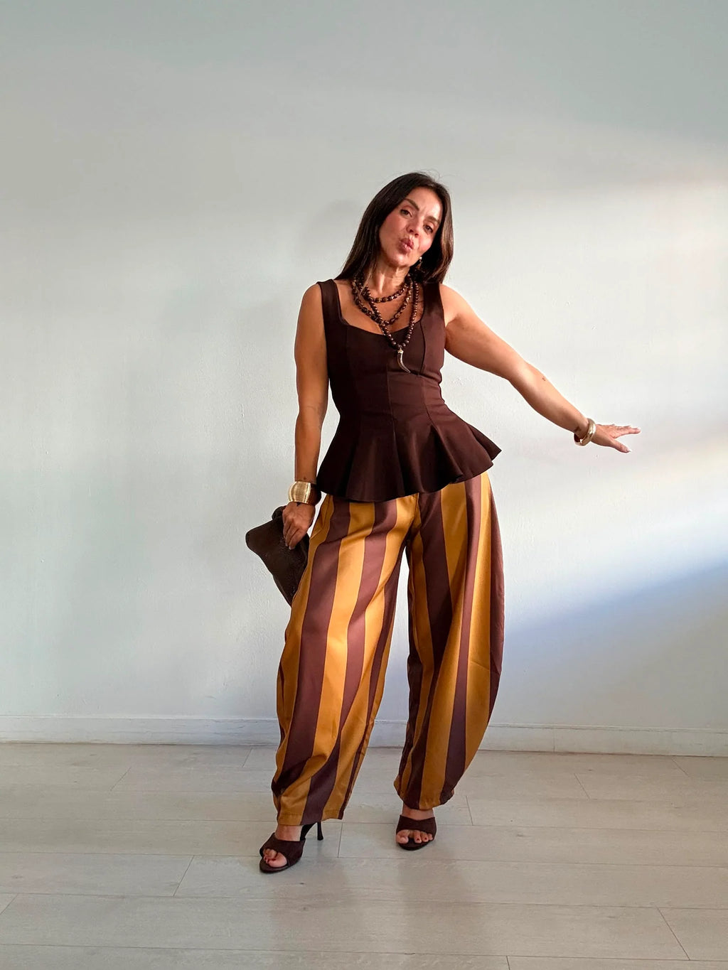 Pantalón Rayas Marrón y Mostaza