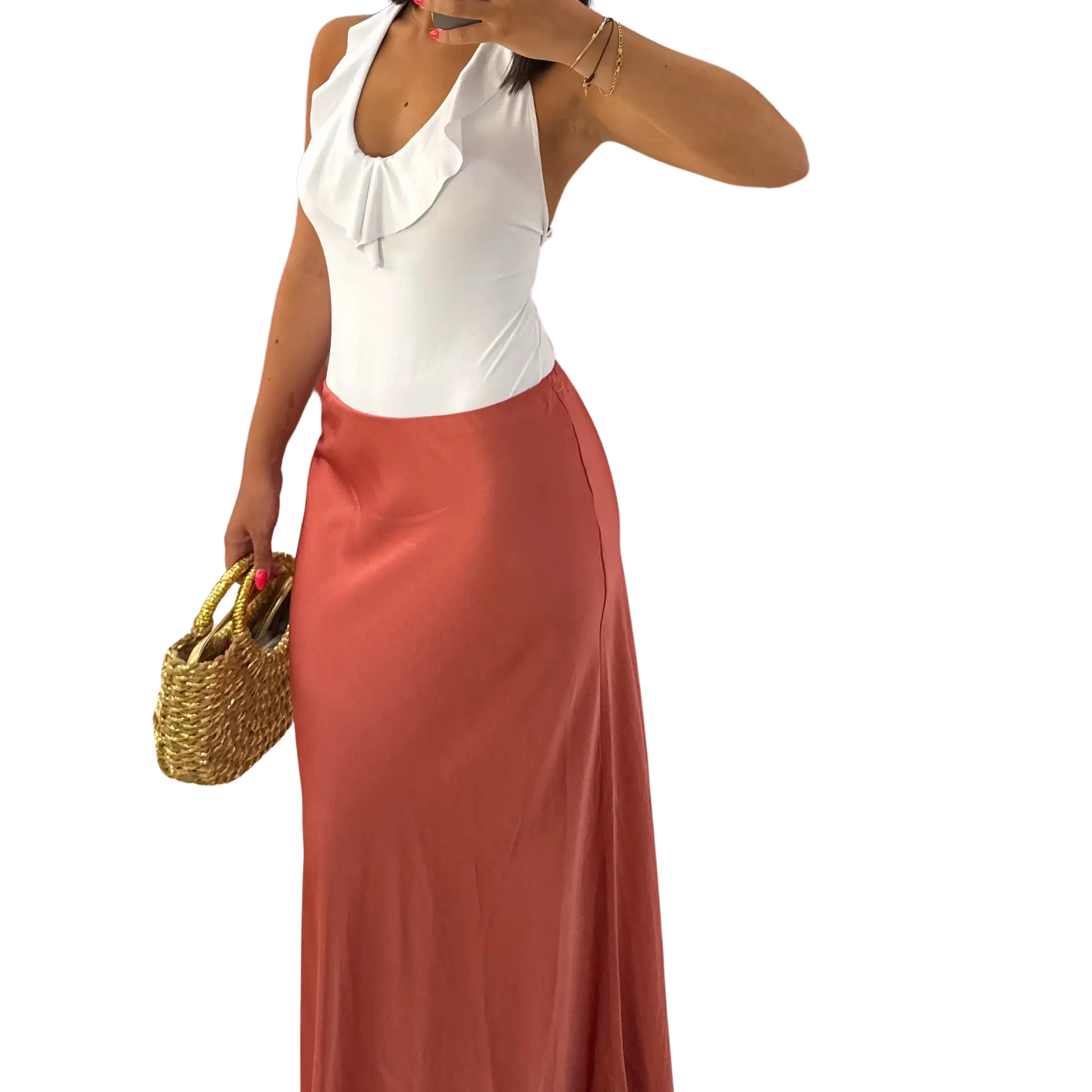 Falda Satinada Coral