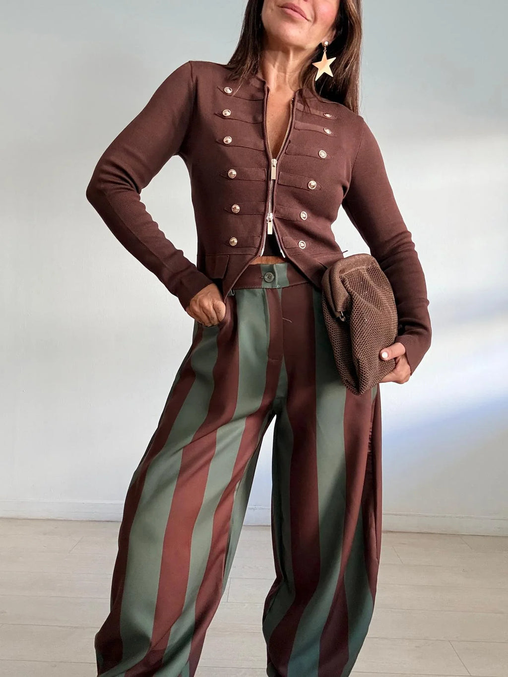 Pantalón Rayas Marrón y Verde