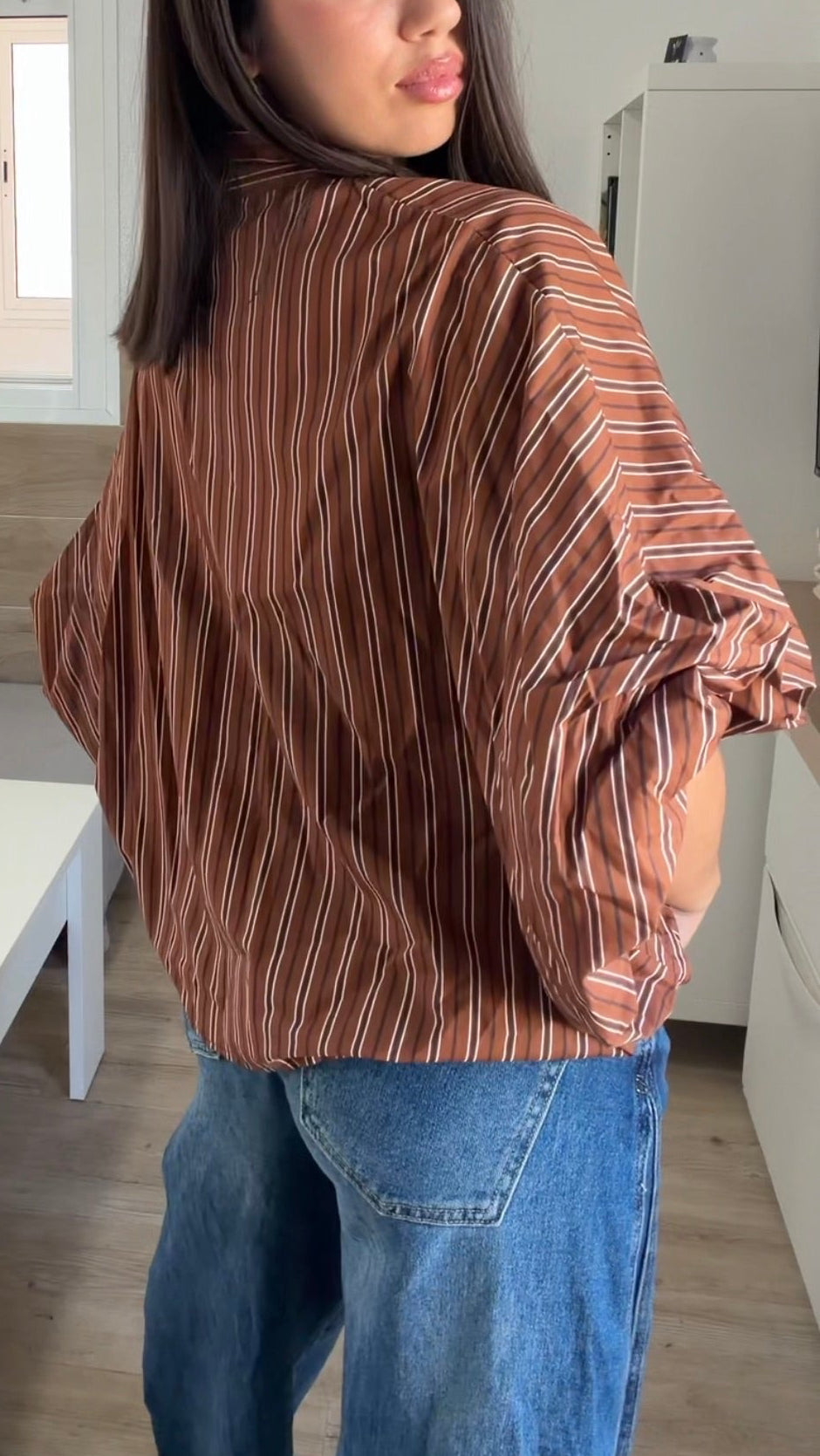 Camisa oversize rayas teja