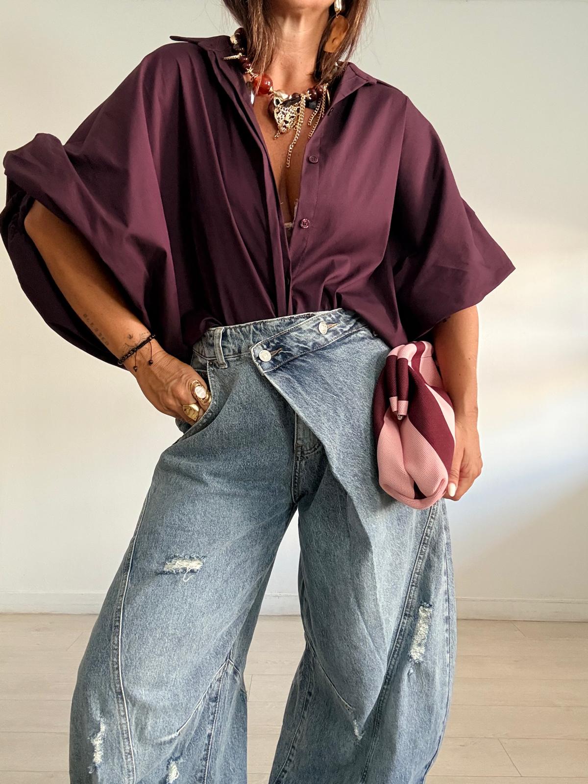 Camisa Oversize Burdeos