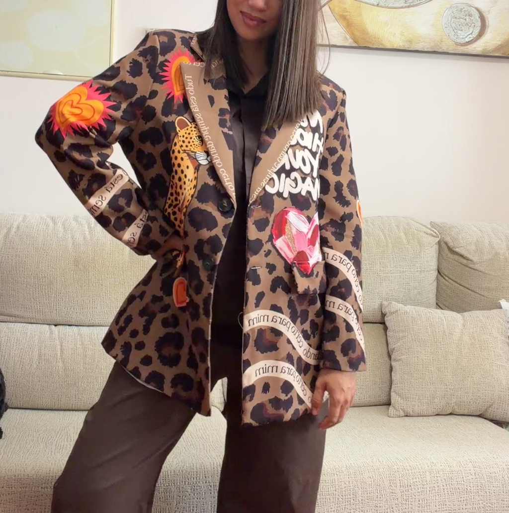 Blazer Oversize Corazón y Leopardo