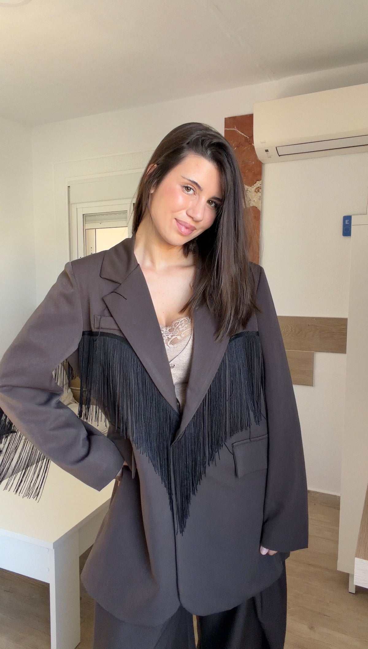 Blazer Oversize Flecos Marrón