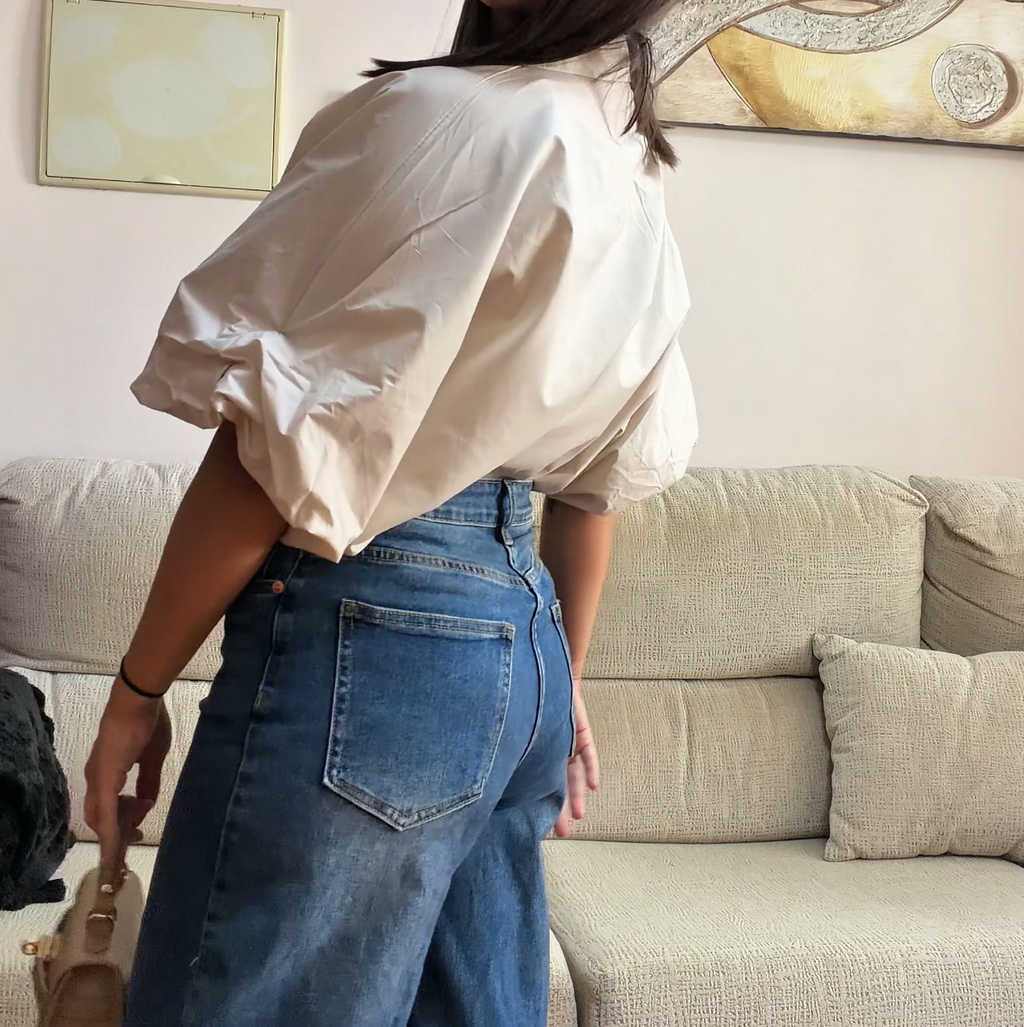 Camisa Corta Oversize Beige