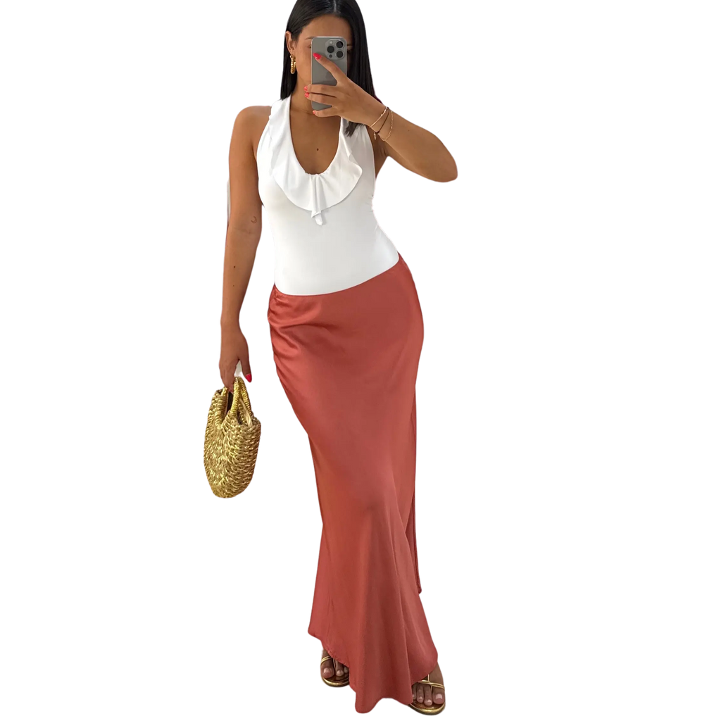 Falda Satinada Coral
