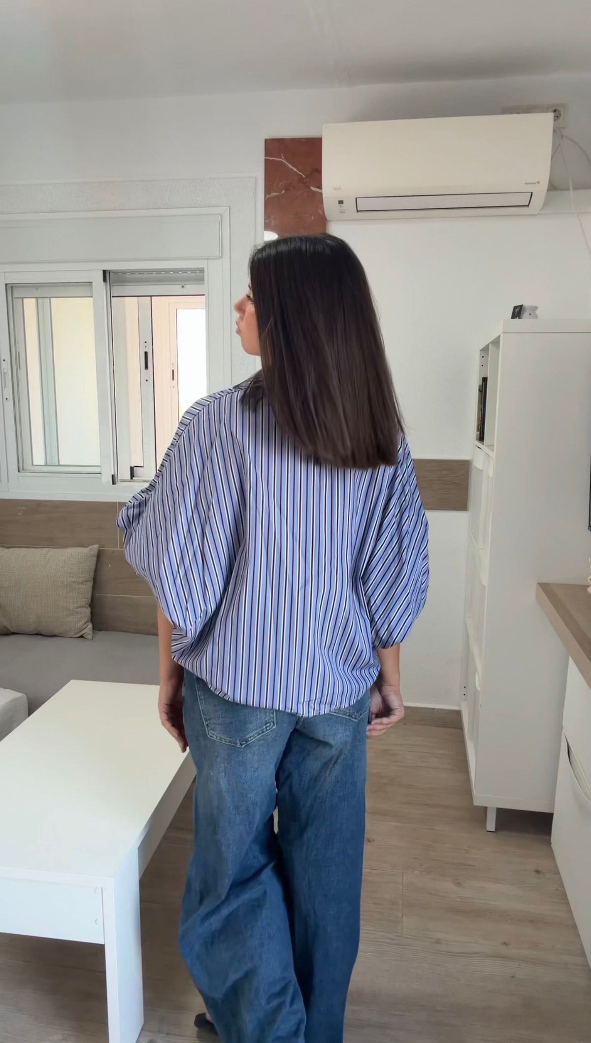 Camisa oversize rayas azul