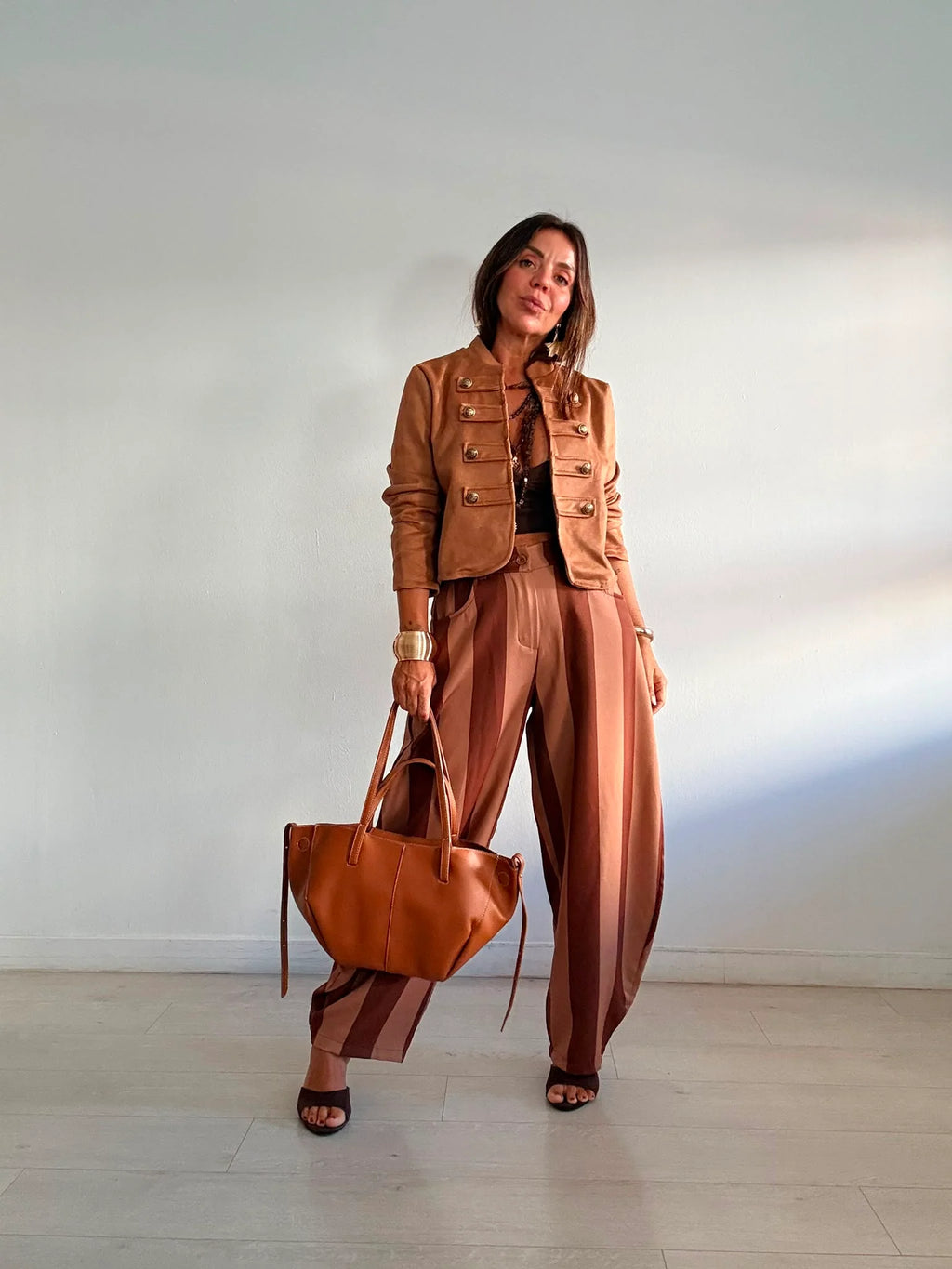 Pantalón Rayas Marrón y Teja