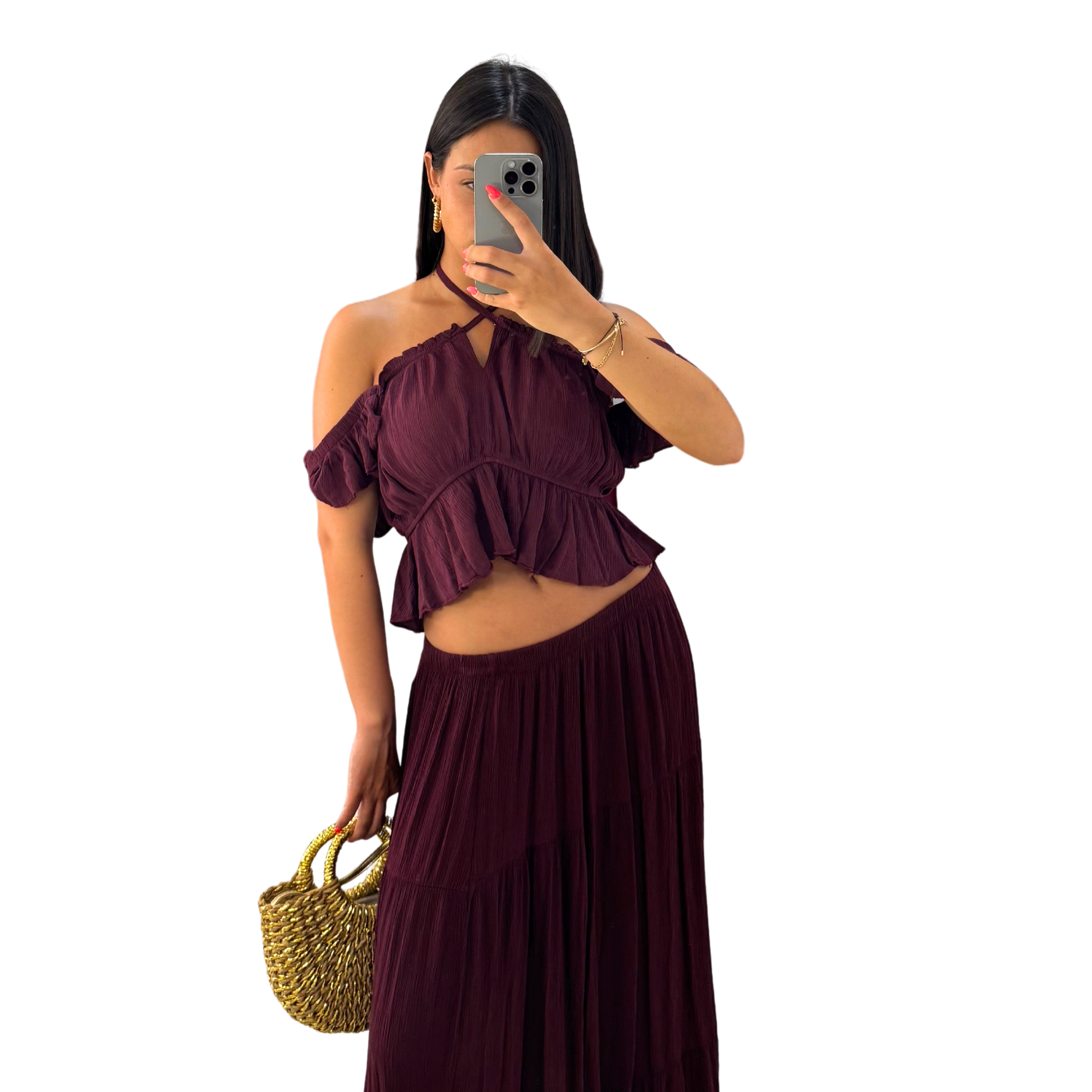 Conjunto Boho Vino oscuro