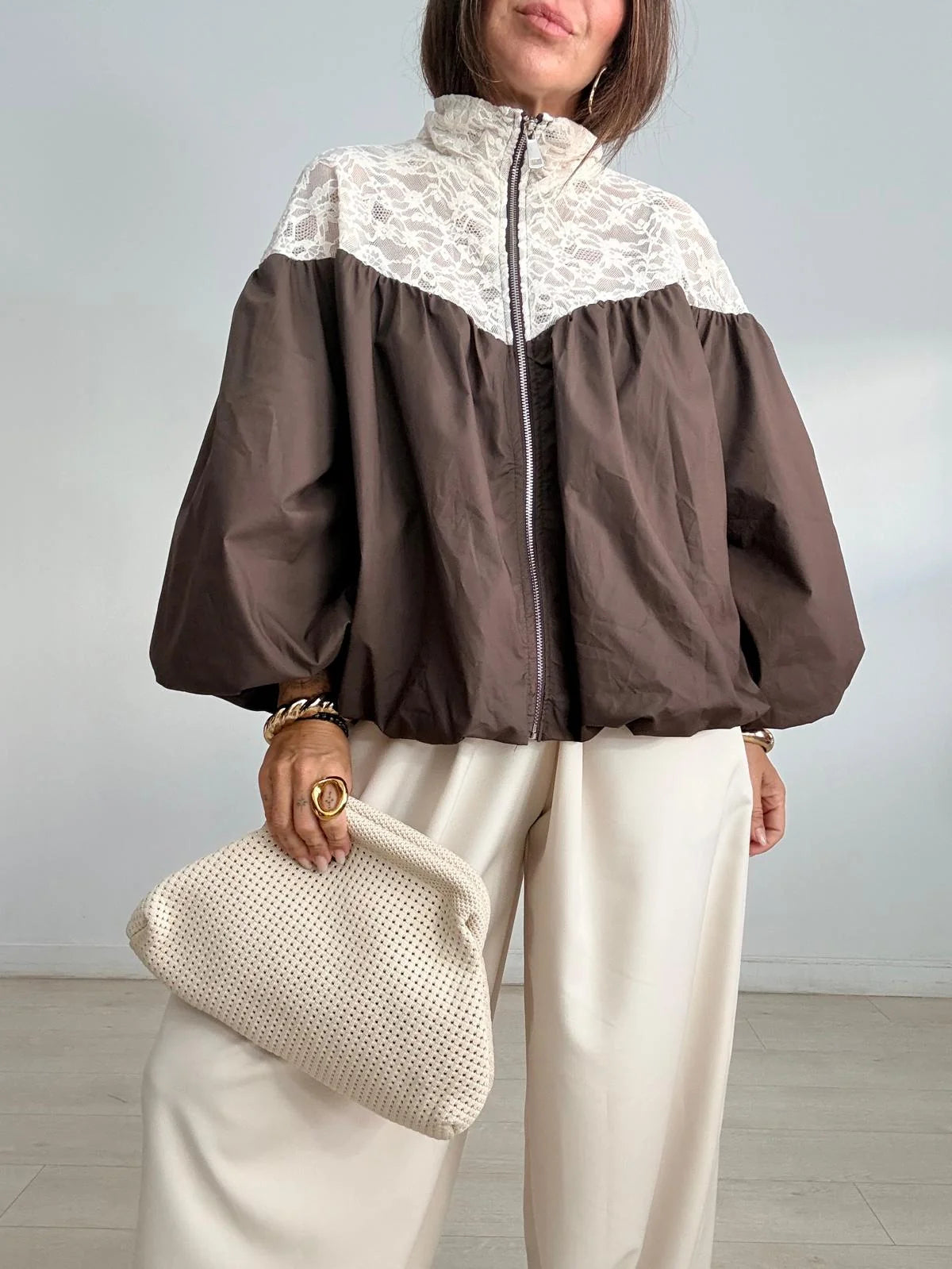 Bomber Encaje Marrón