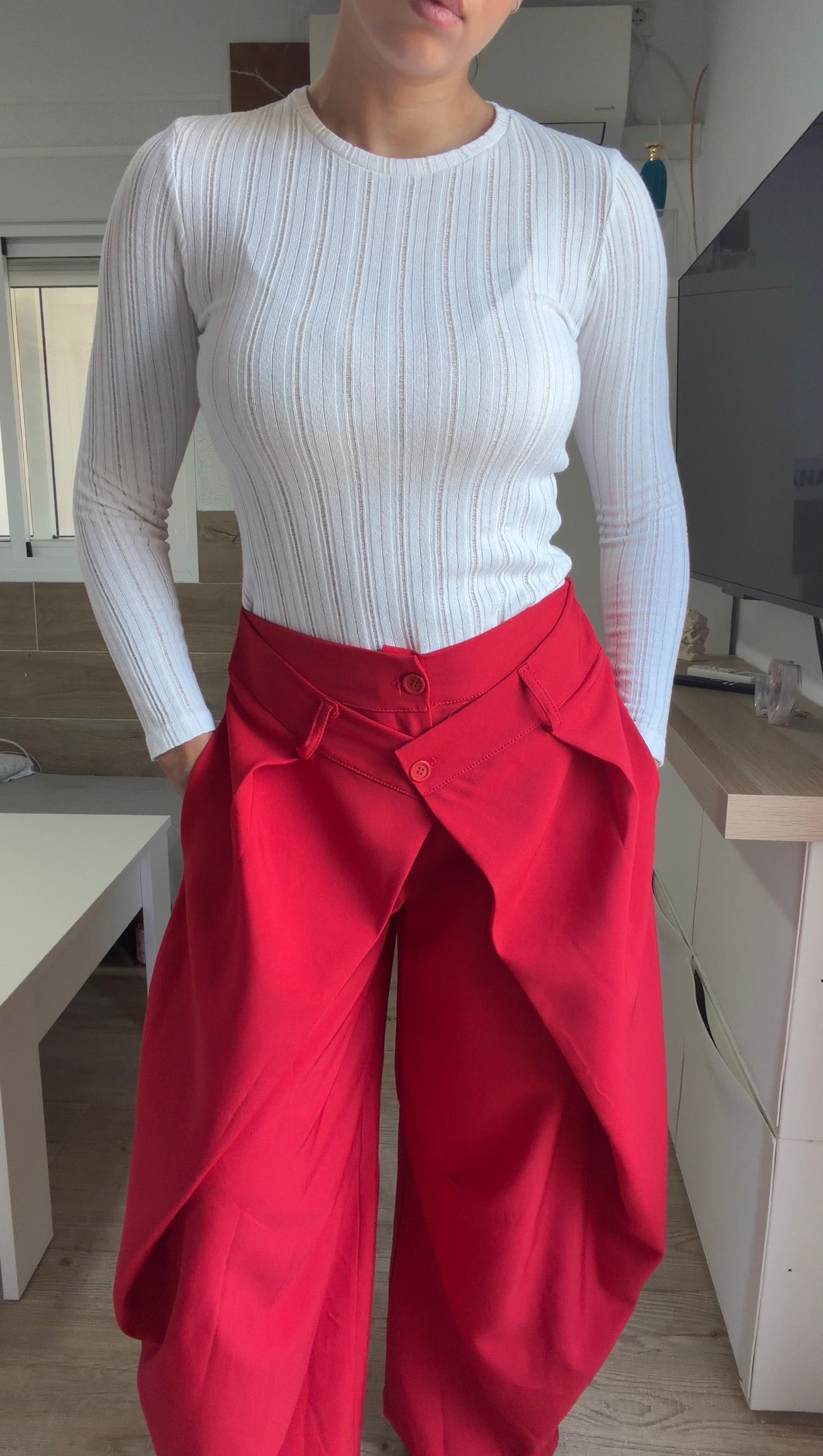 Pantalón Doble Botón Rojo