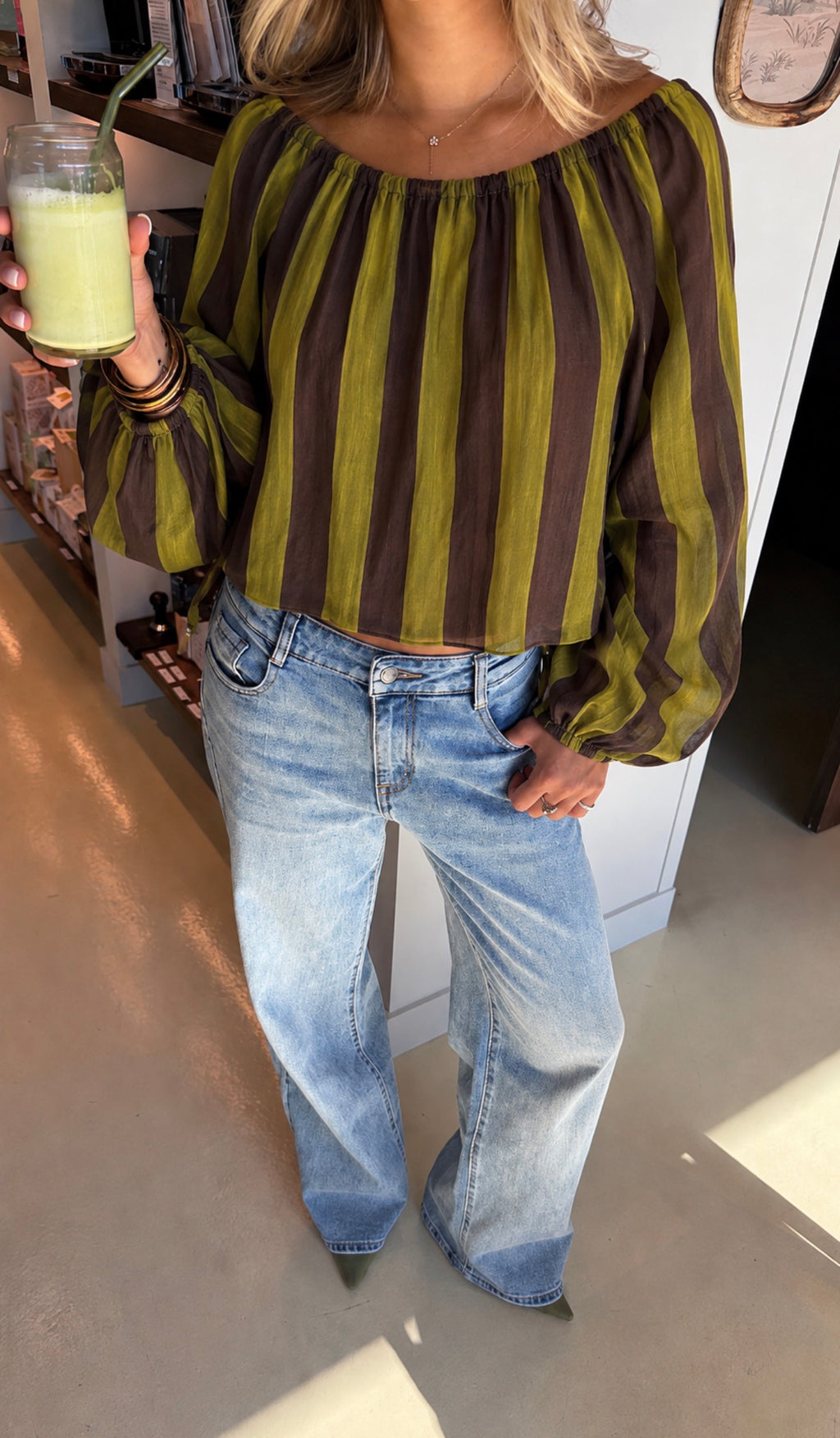 Blusa Nate Marrón y verde