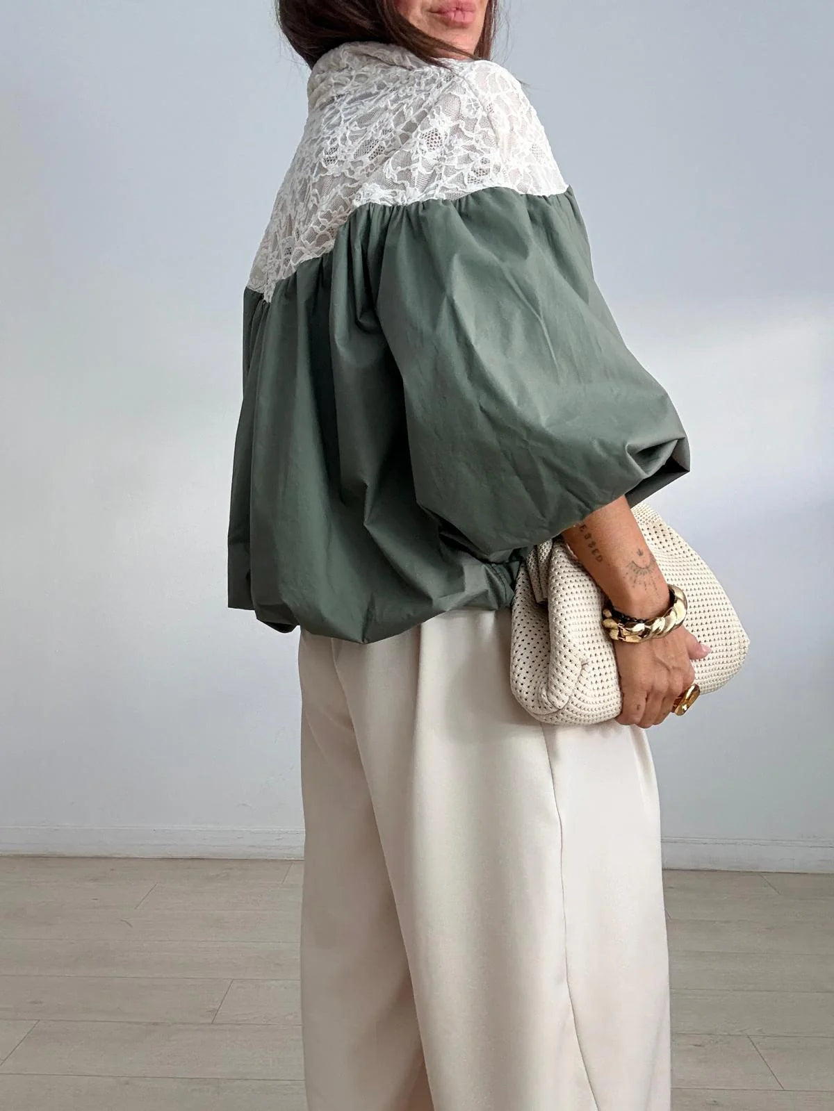 Bomber encaje verde