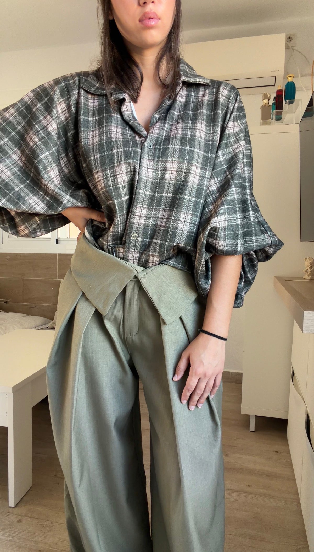 Camisa Oversize Cuadros Verde