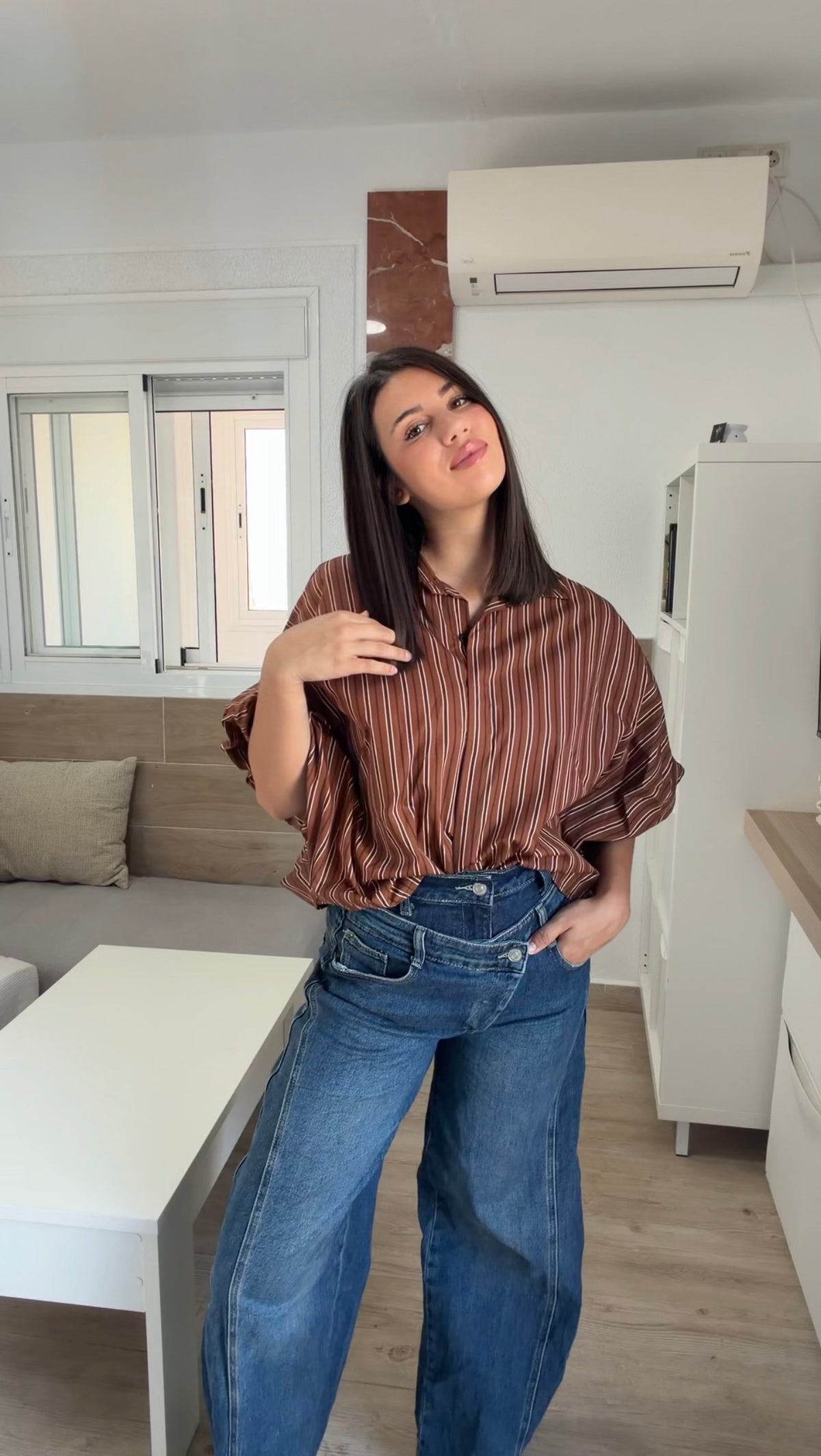 Camisa oversize rayas teja