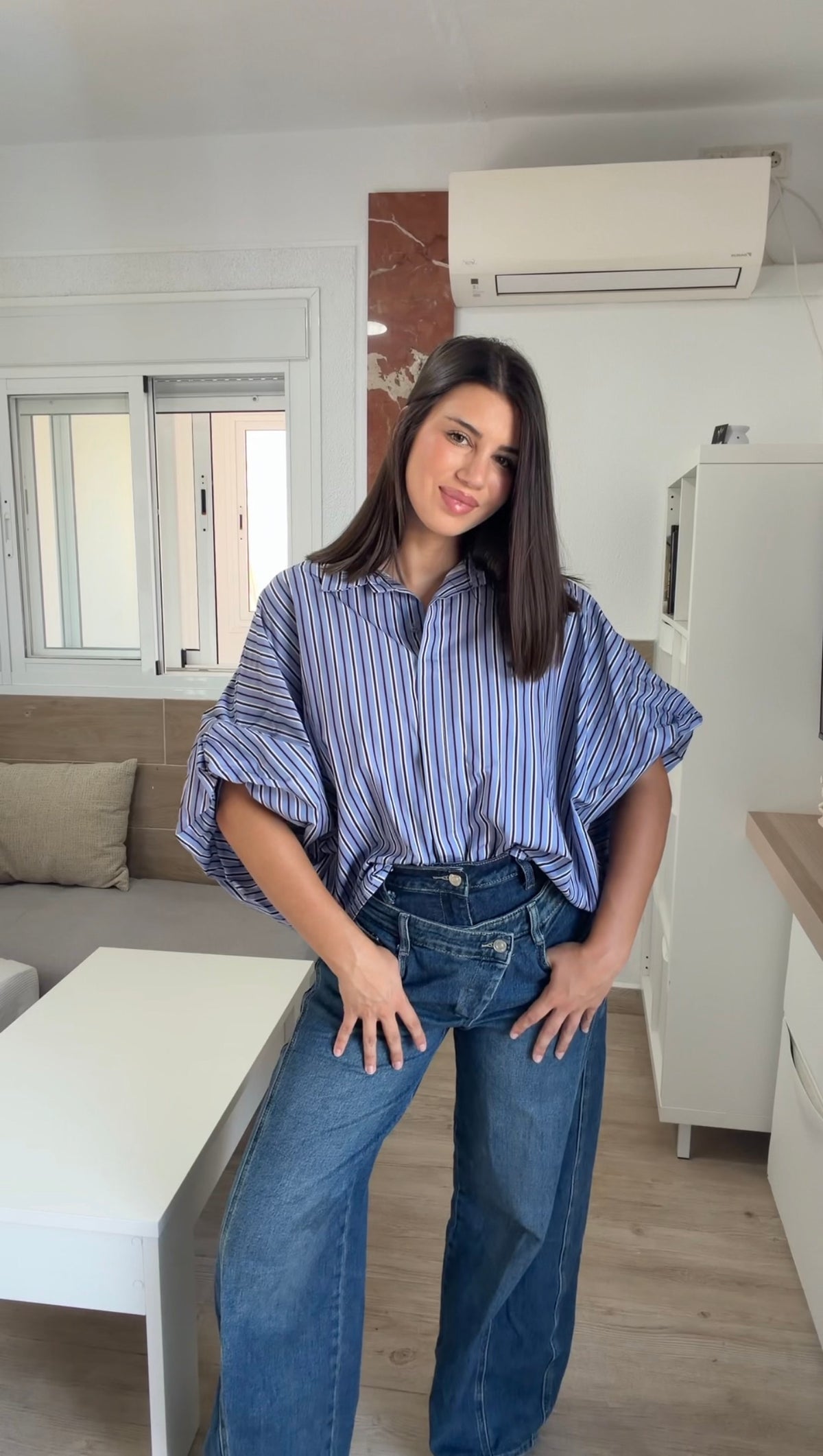 Camisa oversize rayas azul