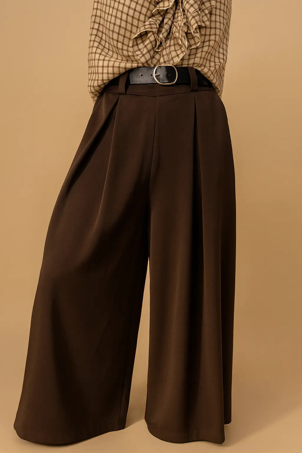 Pantalón traje ancho marrón