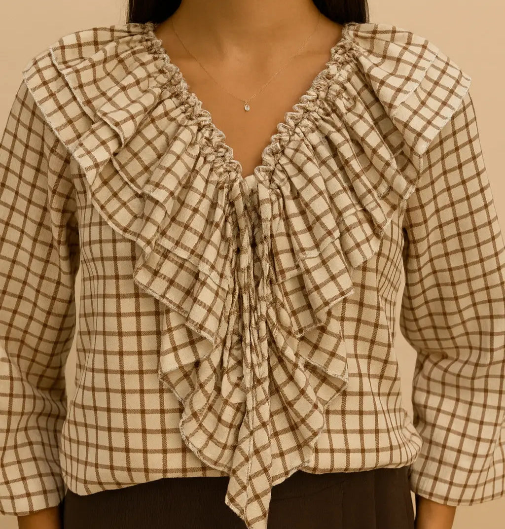 Blusa volantes marrón