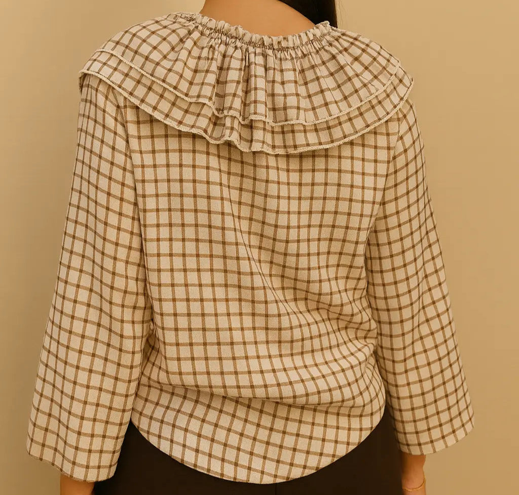Blusa volantes marrón