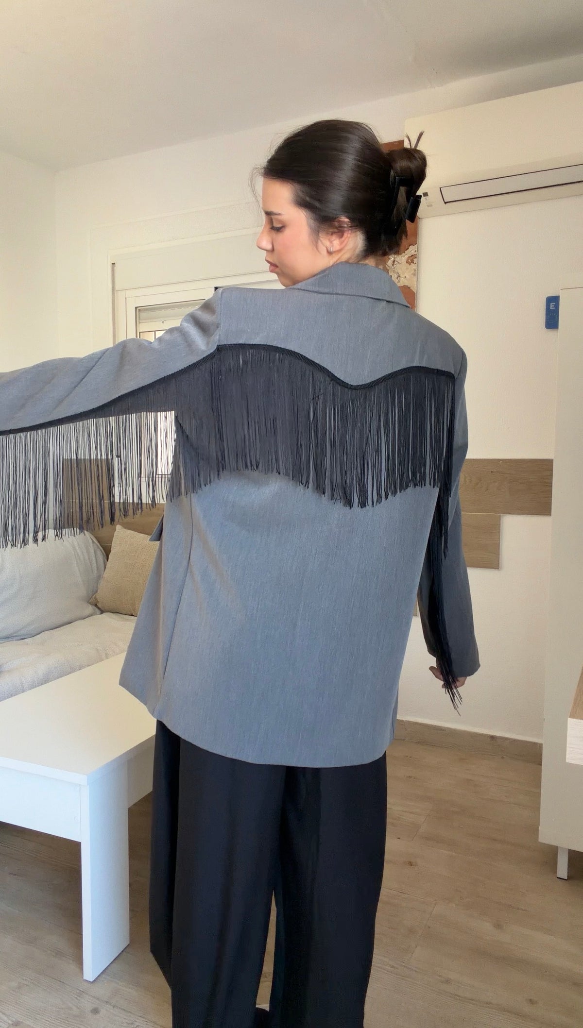 Blazer Oversize Flecos Gris
