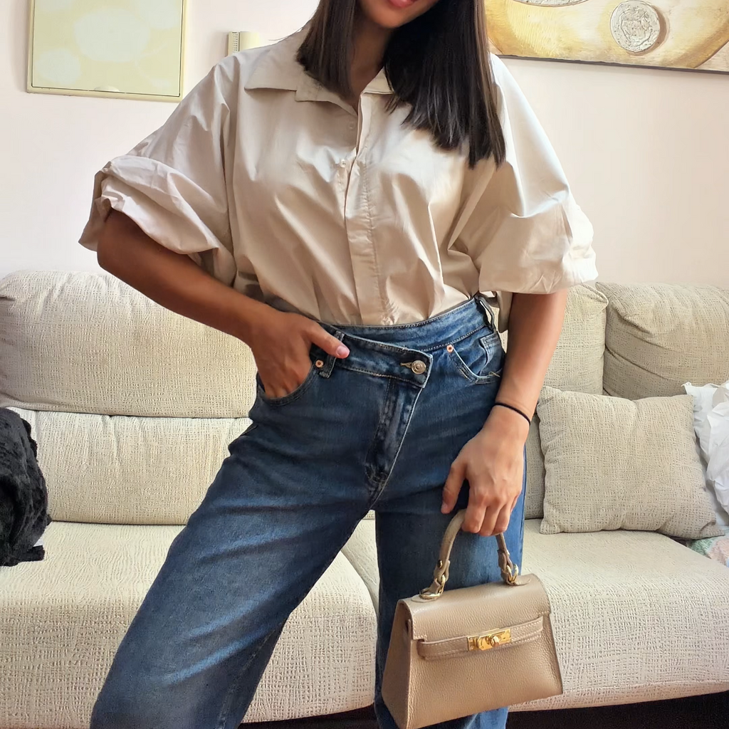 Camisa Corta Oversize Beige