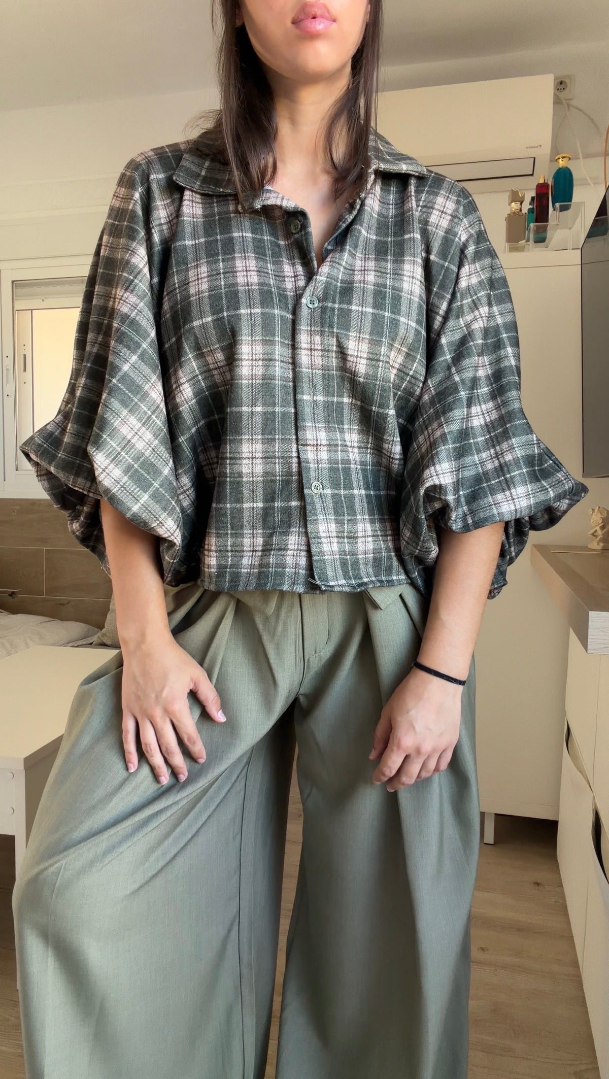Camisa Oversize Cuadros Verde