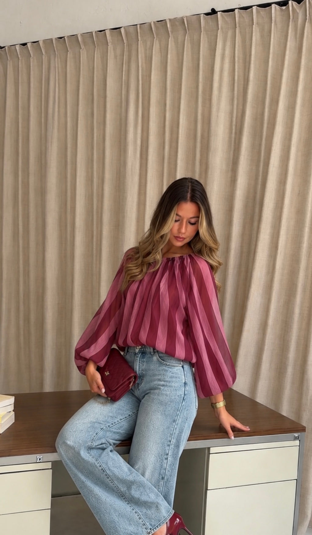 Blusa Nate Rosa y Rojo