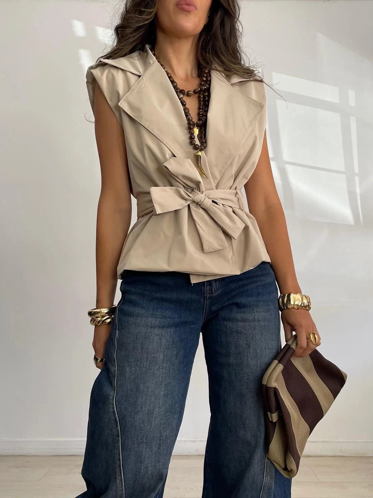 Gabardina Corta Beige