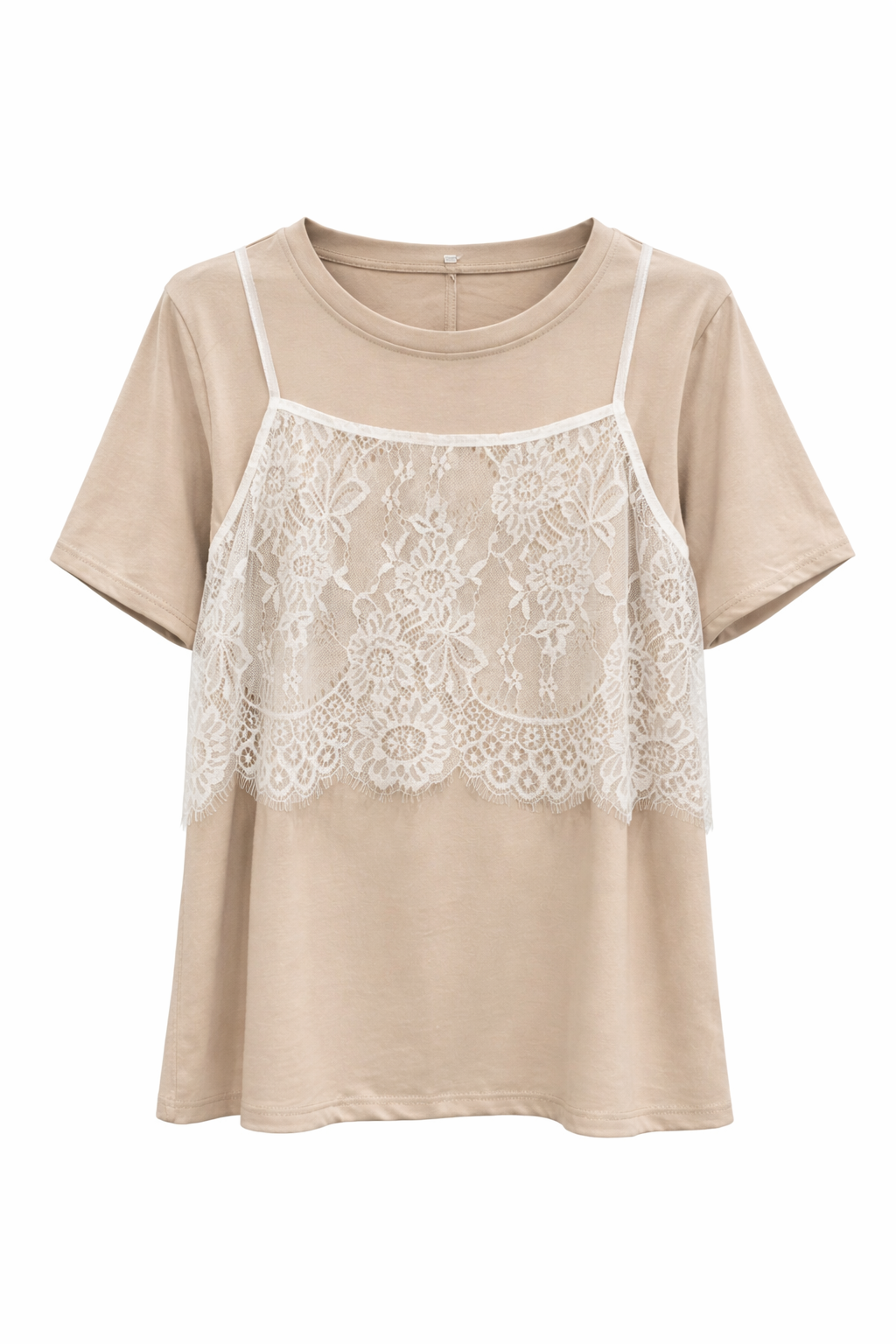 Camiseta Combinada Beige