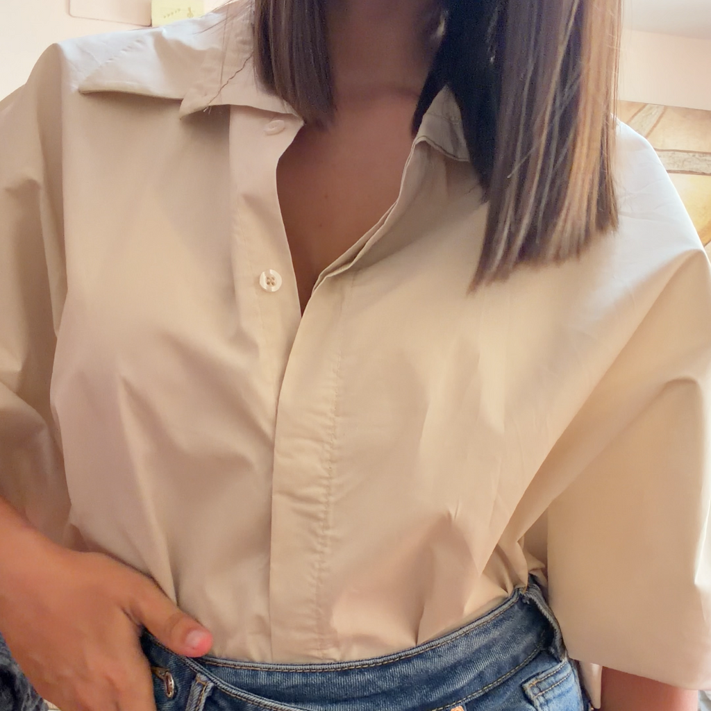Camisa Corta Oversize Beige