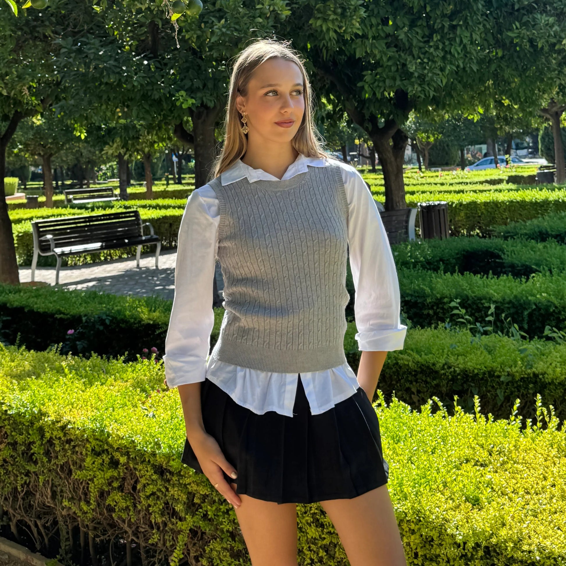 Falda pantalón tablas negro