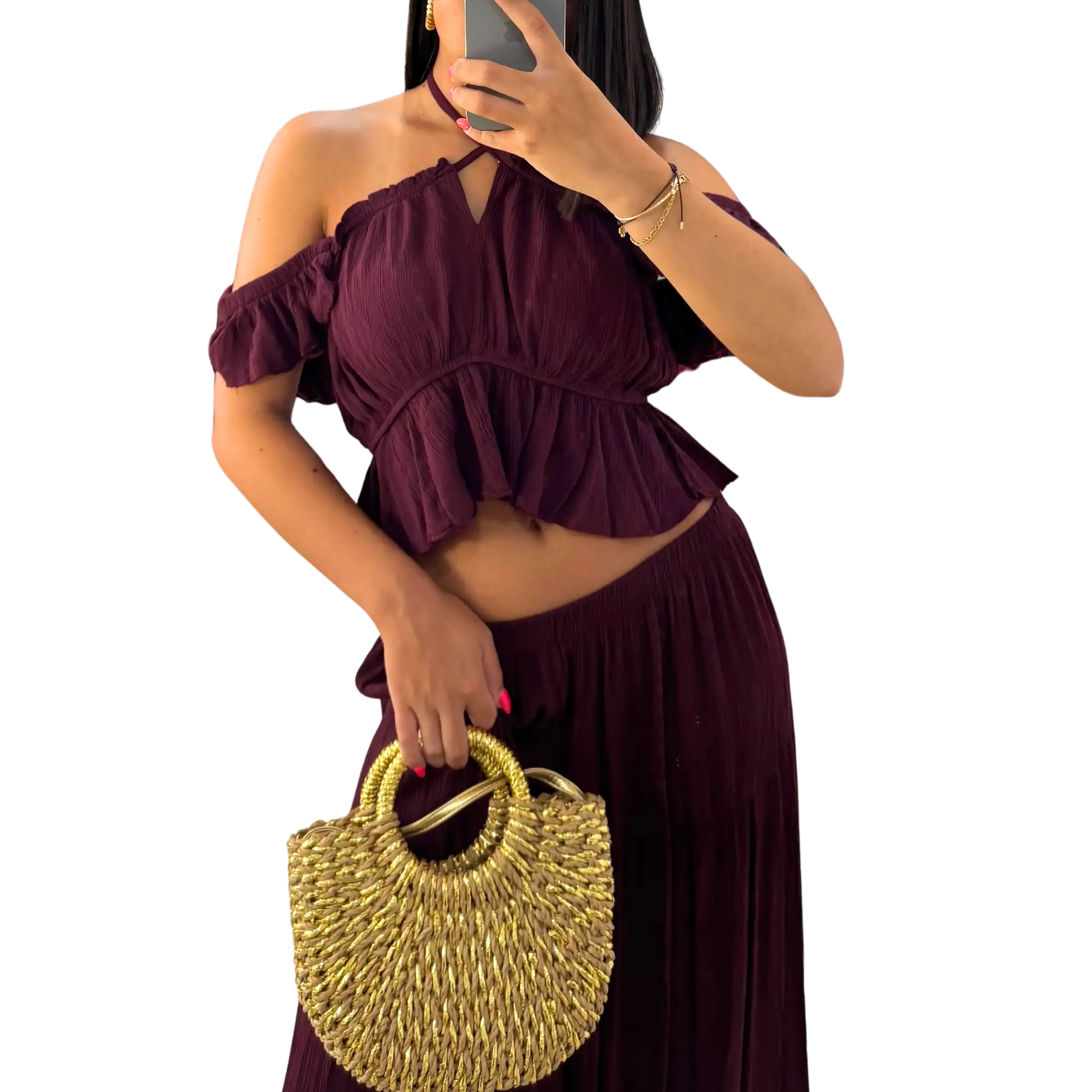 Conjunto Boho Vino oscuro